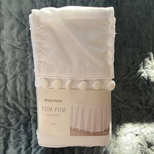 Martex White Pom Pom Bedskirt - King Size